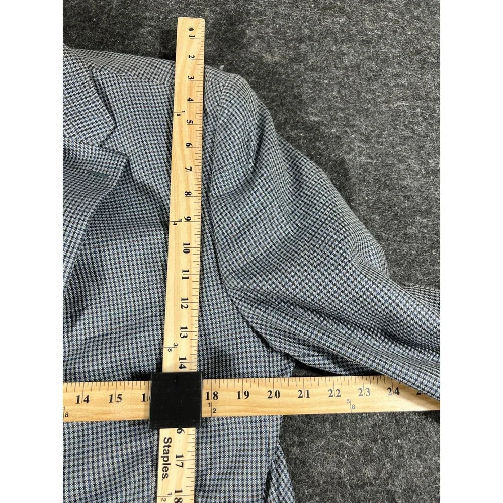 Lauren Ralph Lauren Jacket Mens 42L Gray Houndstooth Lined Silk Blend Preppy